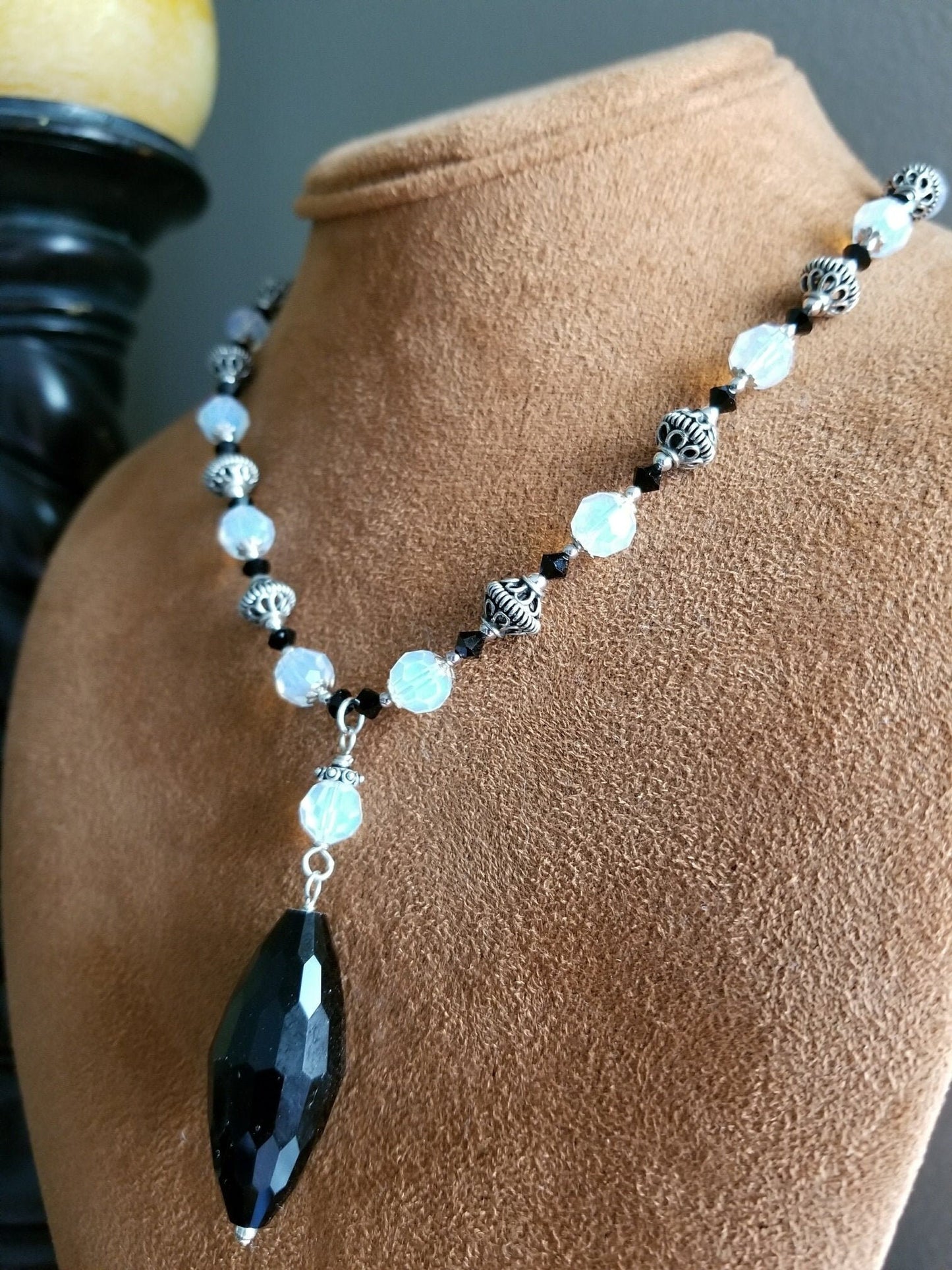 Handmade Opal Swarovski Crystal Jewelry Set, Bali Silver