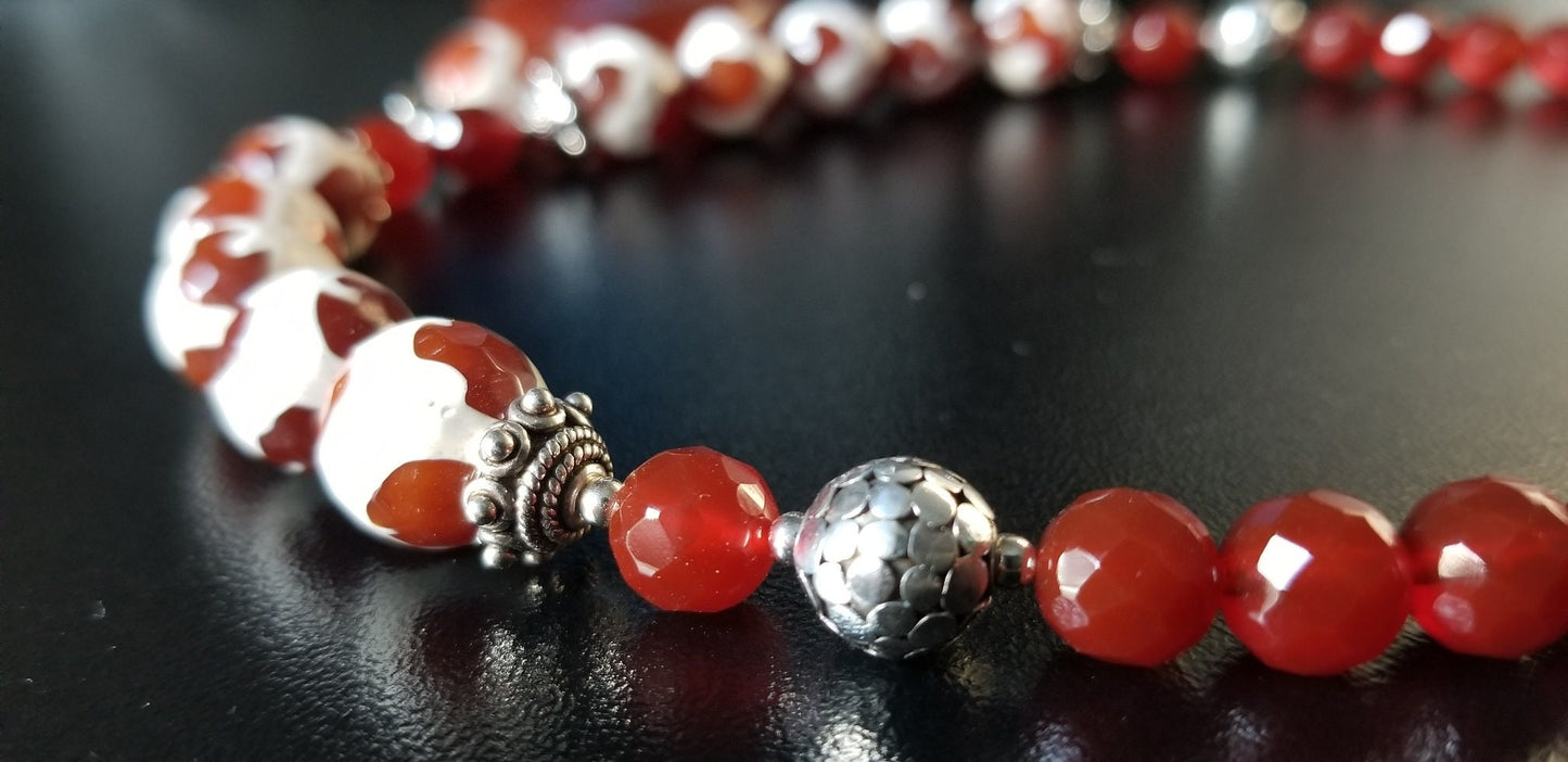 Carnelian Gemstone Statement Beaded Pendant Necklace: Handmade Gemstone Jewelry