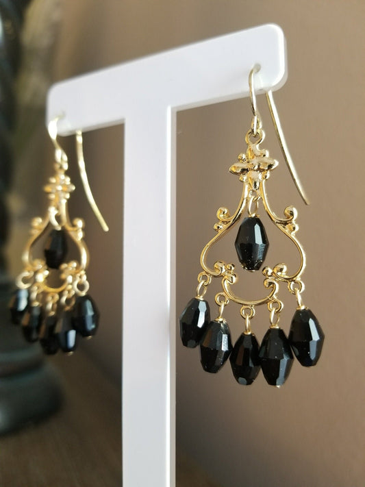 14K Gold Filled Chandelier Earrings: Swarovski Crystal Bridal Jewelry