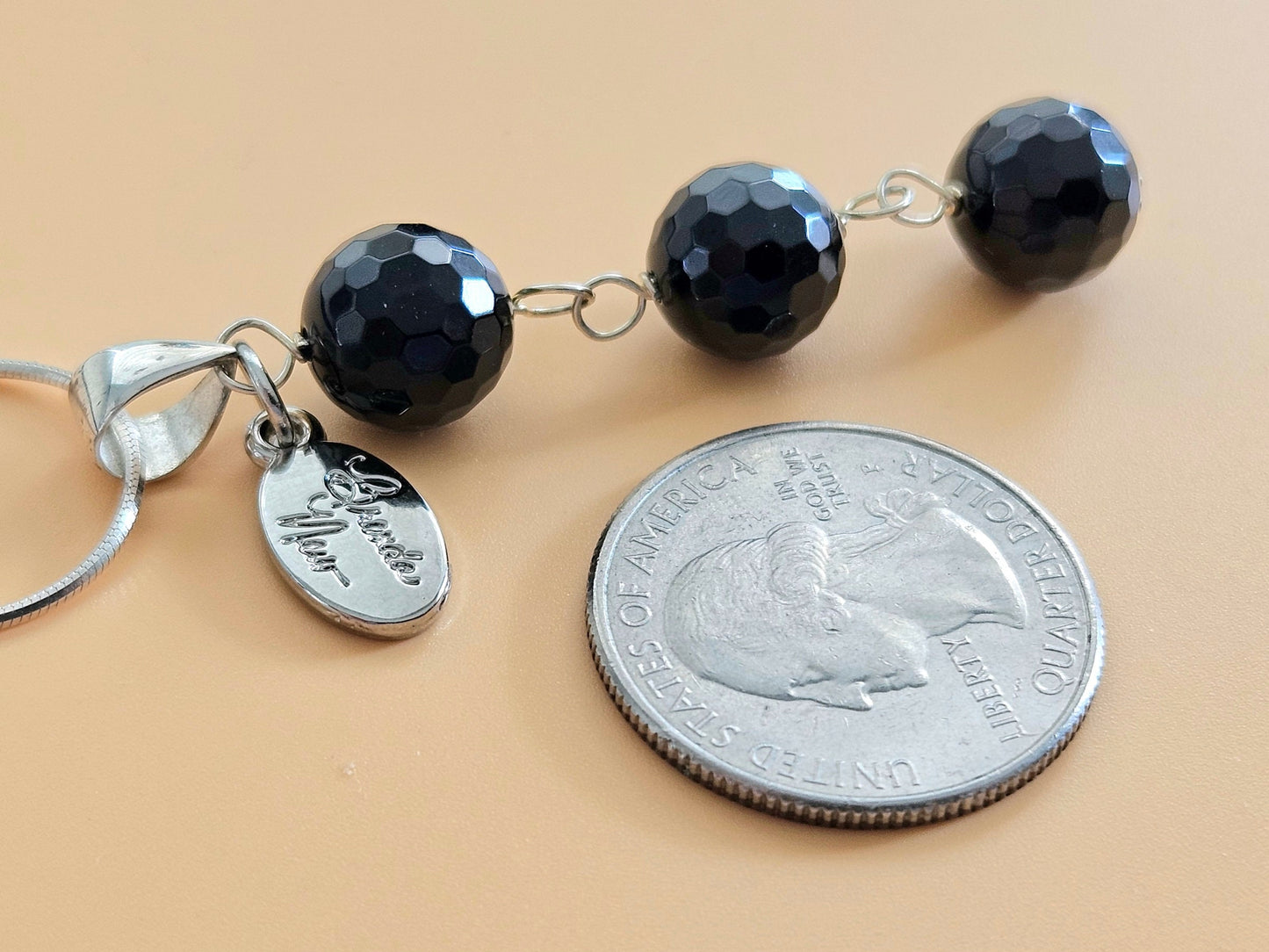 Black Onyx Sterling Silver Jewelry Set: Pendant & Earrings