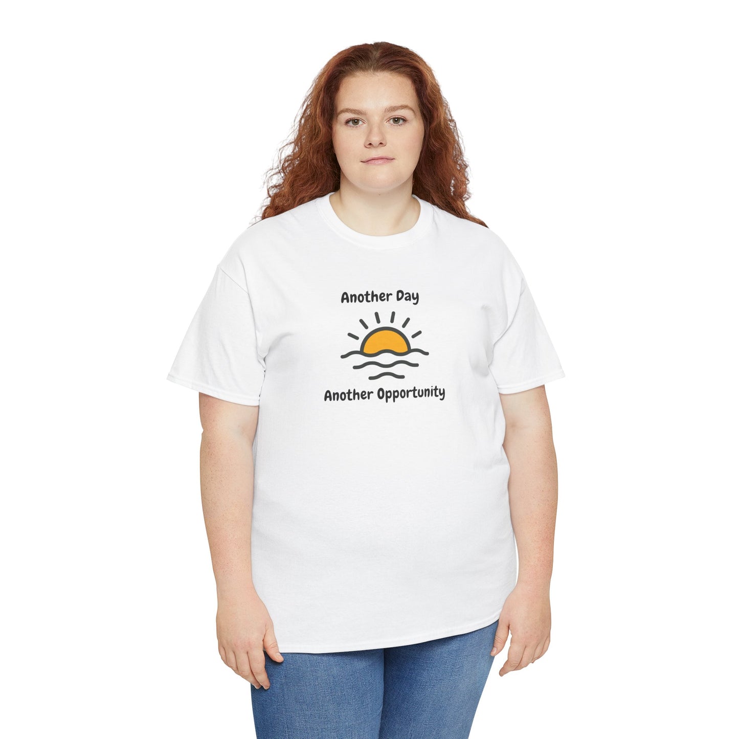 Optimistic Unisex Heavy Cotton Tee - "Another Day, Another Opportunity", Inspirational Gift for Motivational Moments, Casual Wear, [...]