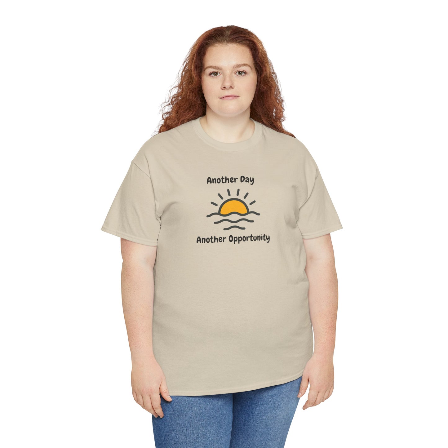 Optimistic Unisex Heavy Cotton Tee - "Another Day, Another Opportunity", Inspirational Gift for Motivational Moments, Casual Wear, [...]