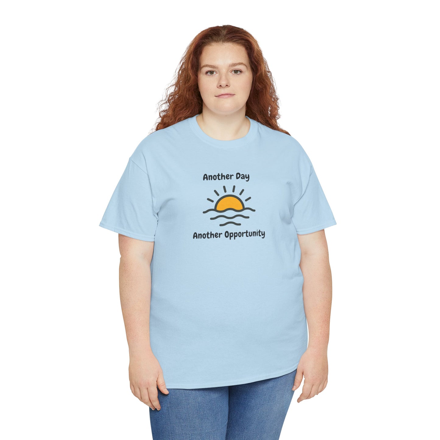 Optimistic Unisex Heavy Cotton Tee - "Another Day, Another Opportunity", Inspirational Gift for Motivational Moments, Casual Wear, [...]