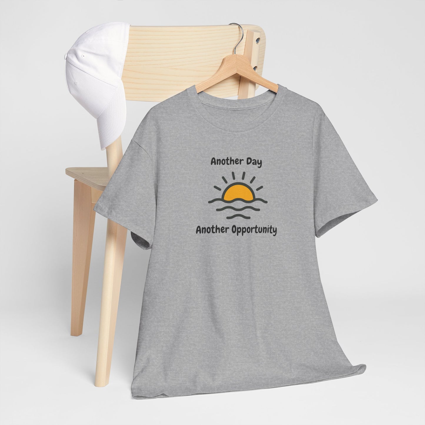 Optimistic Unisex Heavy Cotton Tee - "Another Day, Another Opportunity", Inspirational Gift for Motivational Moments, Casual Wear, [...]