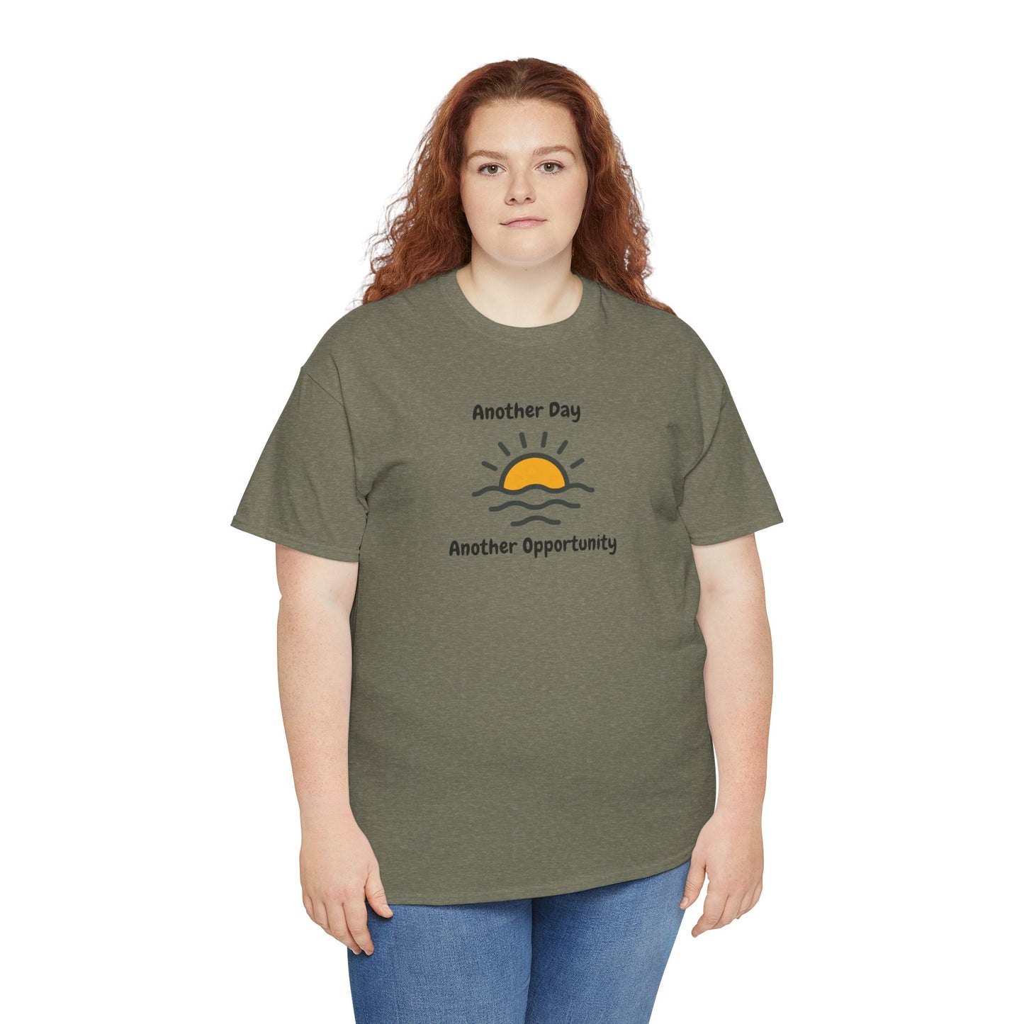 Optimistic Unisex Heavy Cotton Tee - "Another Day, Another Opportunity", Inspirational Gift for Motivational Moments, Casual Wear, [...]