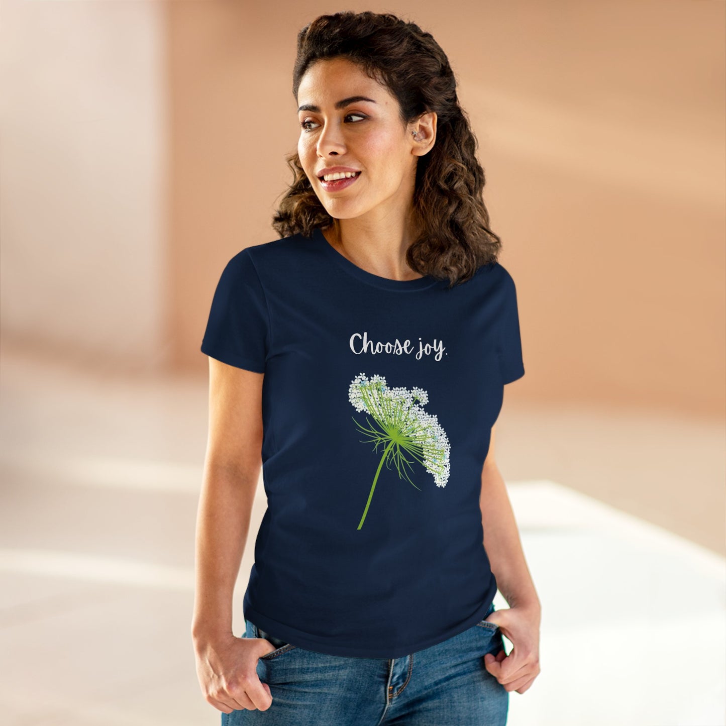 Choose Joy T Shirt Inspirational T Shirt Floral Queen Anne's Lace Positive Saying Tee Graphic Women's