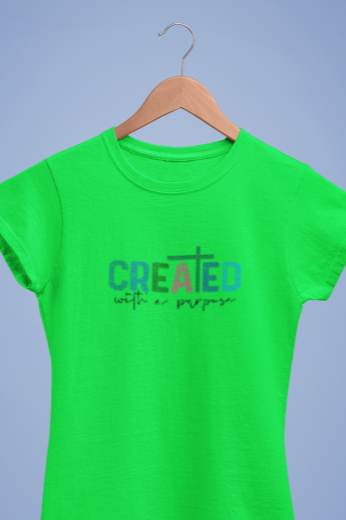Christian Women's Graphic Tee - Created with A Purpose T Shirt - Inspirational